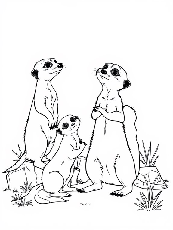 meerkats coloring page design