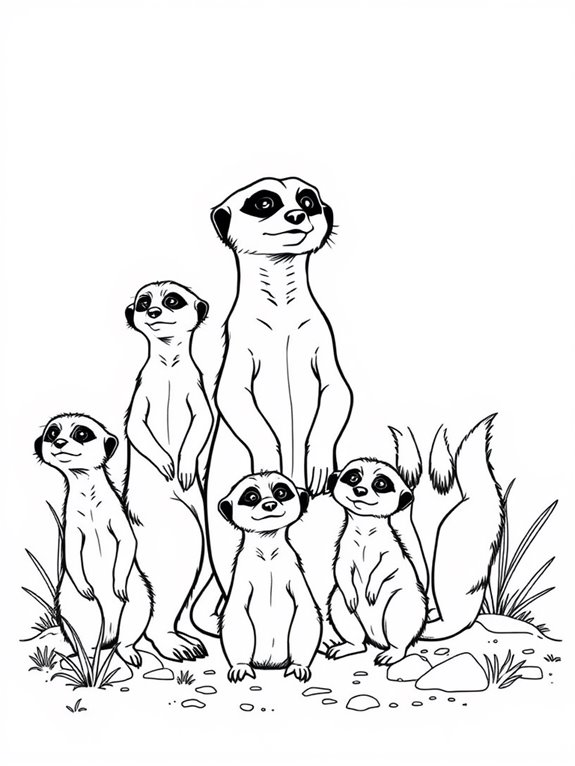 meerkats family coloring activity