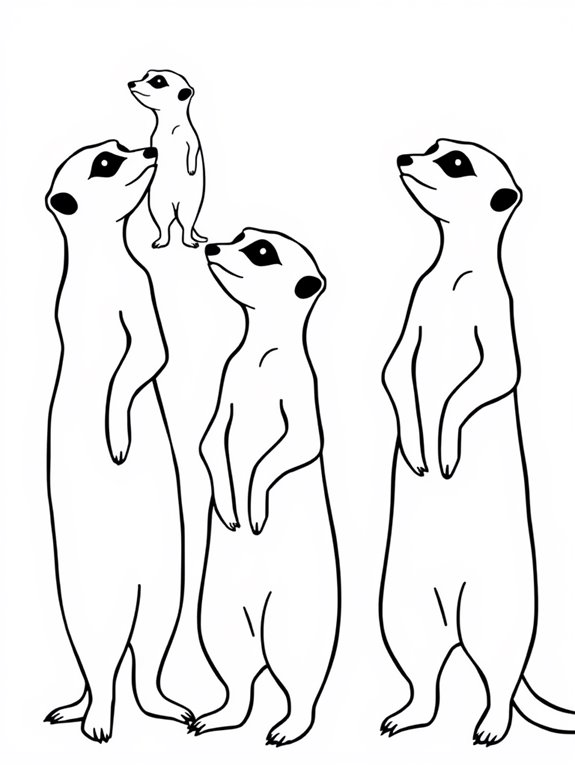 meerkats silhouette coloring page