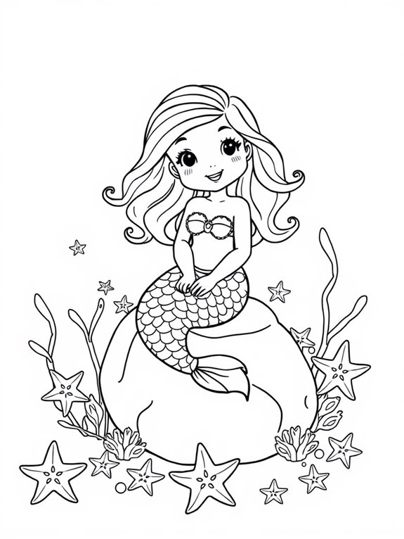 mermaid coloring page design