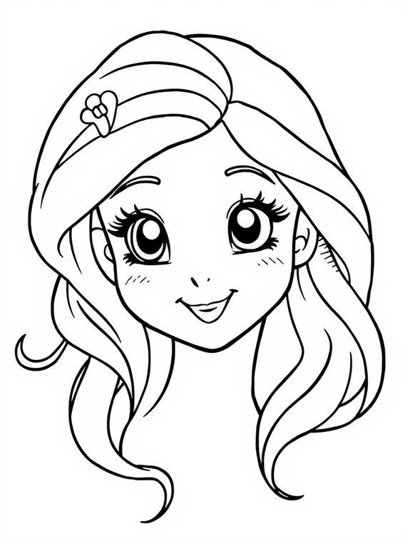 mermaid face coloring page