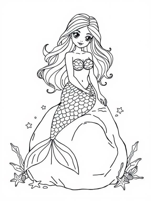 mermaid on rock illustration