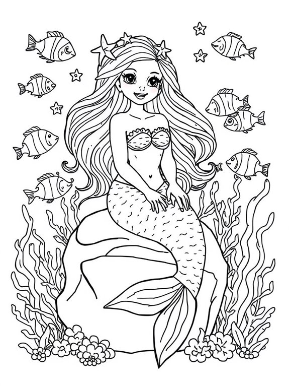 mermaid with fish companions