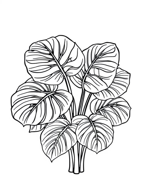 miniature monstera coloring page