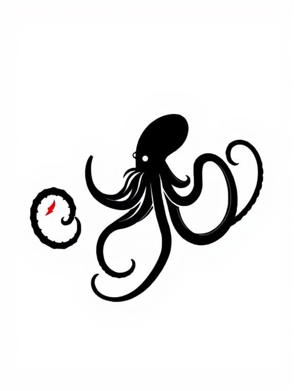 minimalist kraken silhouette design