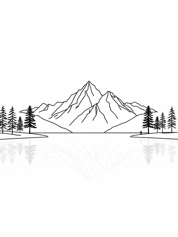 minimalist mountain lake illustration