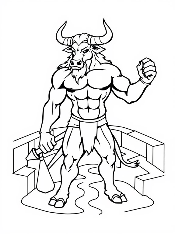 minotaur coloring page outline