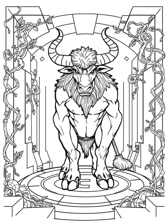 minotaur fantasy coloring page