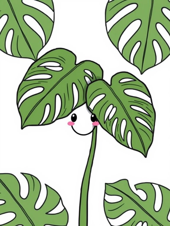 monstera face coloring page