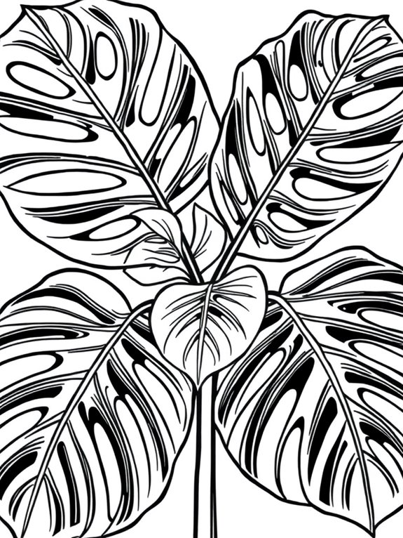 monstera leaf coloring page