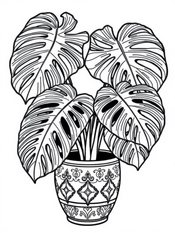 monstera plant coloring page