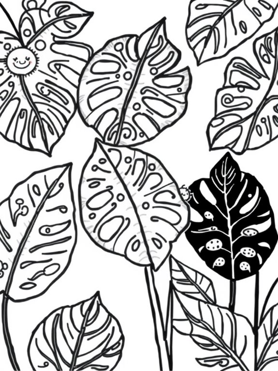 monstera plant doodle art