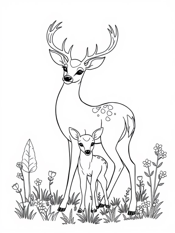 mother deer and fawn