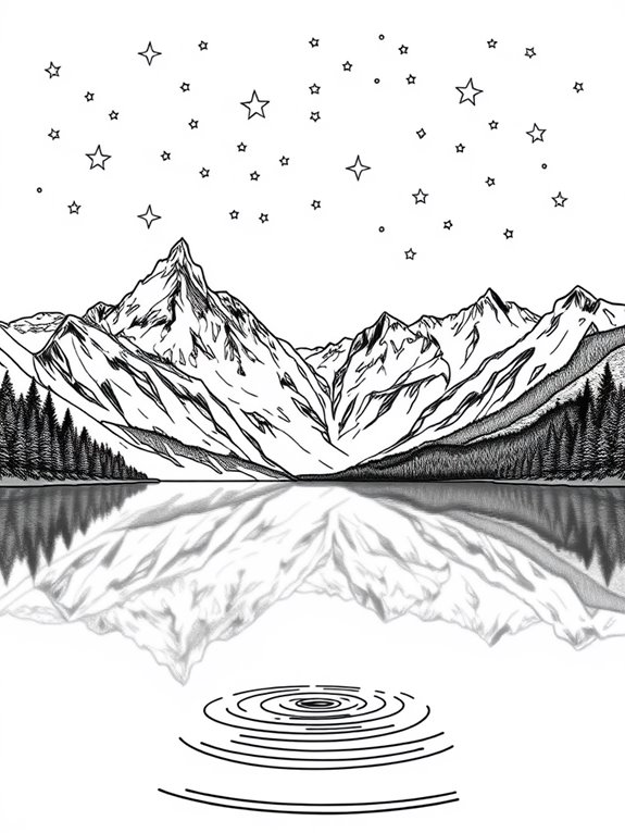 mountain lake with stars