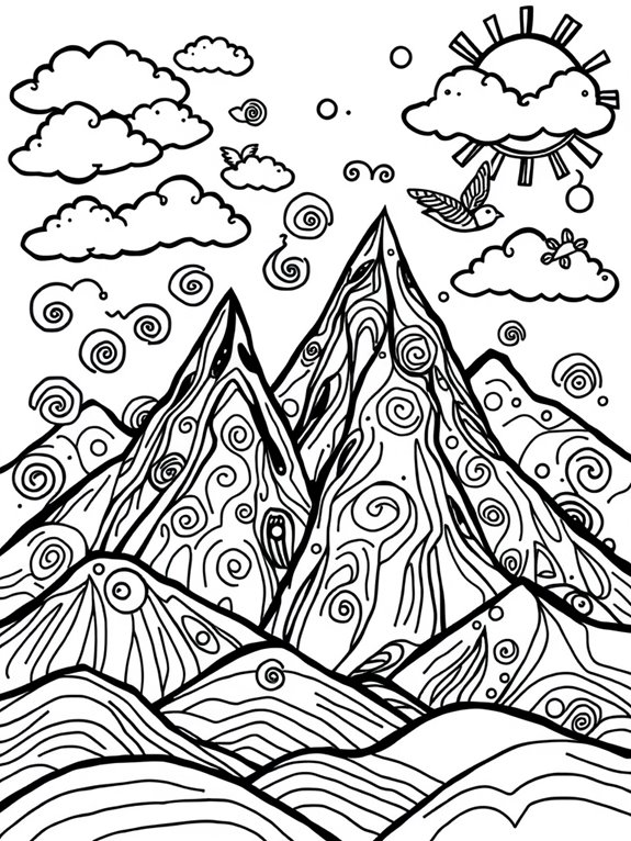 mountain scenery with patterns