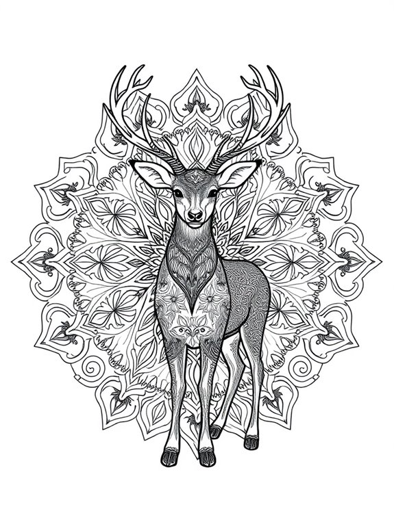 mystical deer mandala coloring