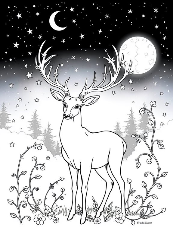 mystical deer with stars