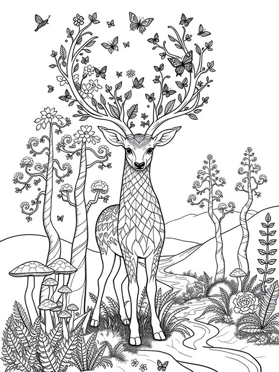 mystical forest deer coloring