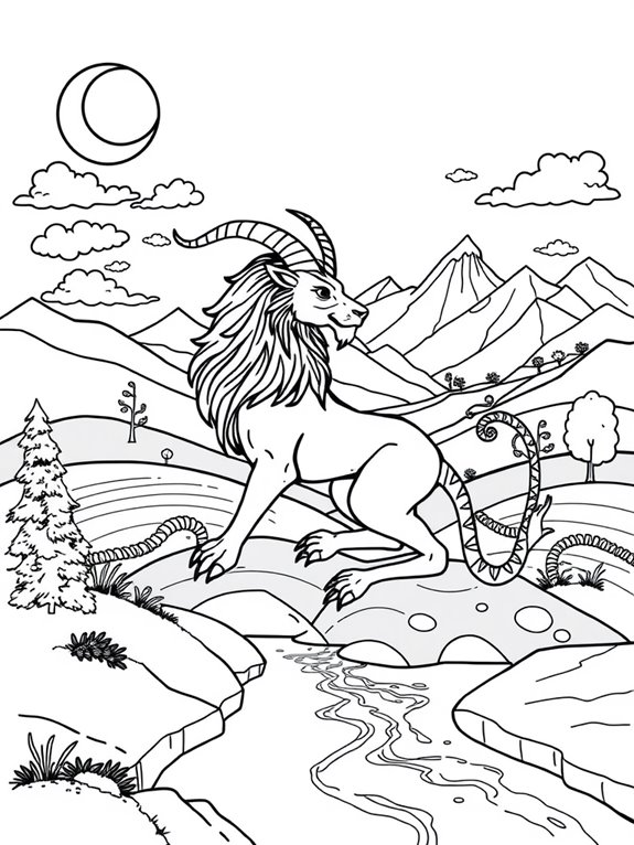 mythical landscape coloring page