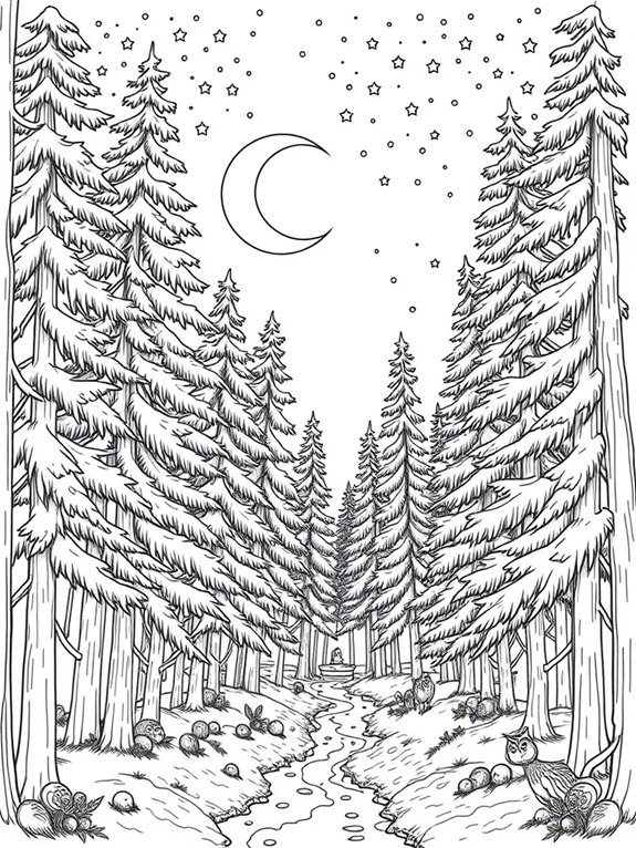 night sky forest coloring