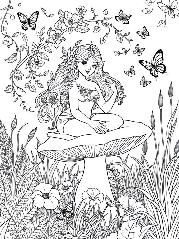 nymph surrounded by flowers