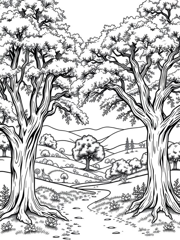 oak forest coloring page