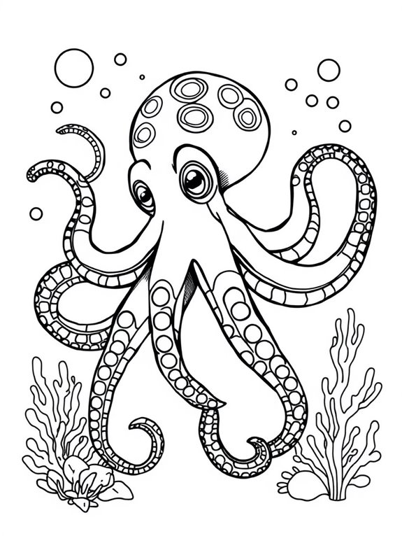 octopus underwater coloring activity