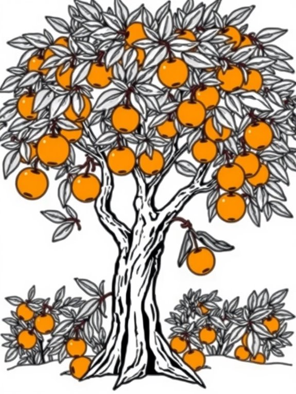 orange tree fruit illustration