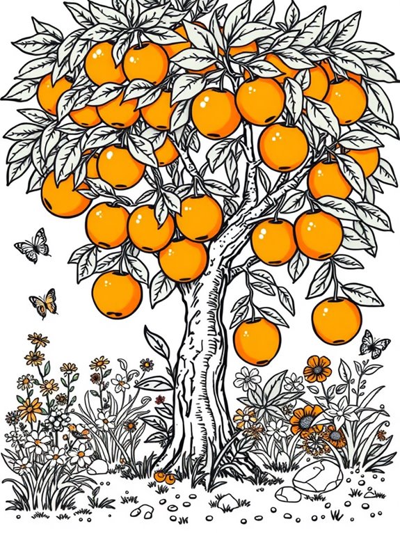 orange tree garden scene