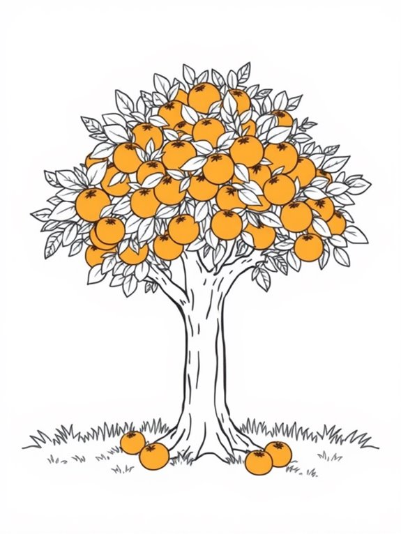 orange tree line art