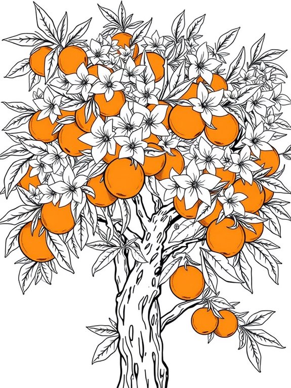 orange tree with flowers