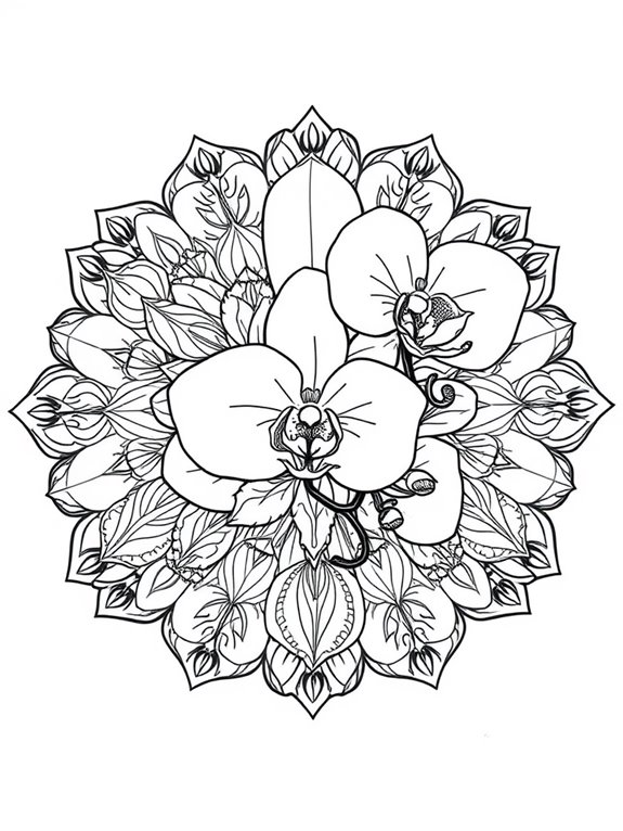 orchid themed mandala design