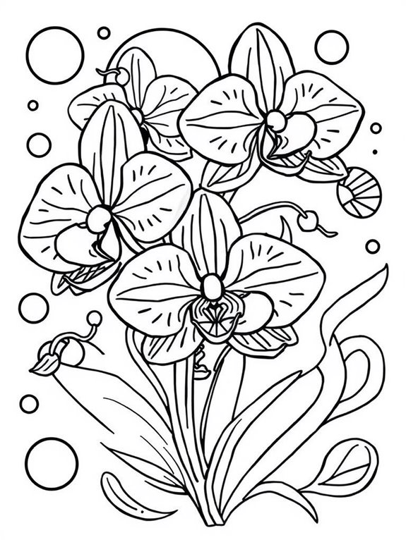 orchids coloring page activity