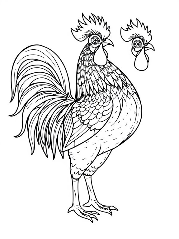 ornate rooster coloring page