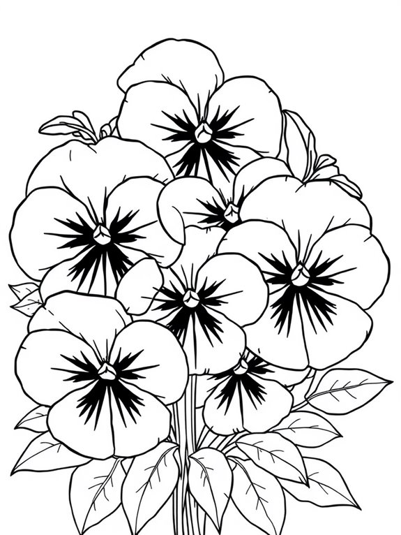 pansies coloring page design