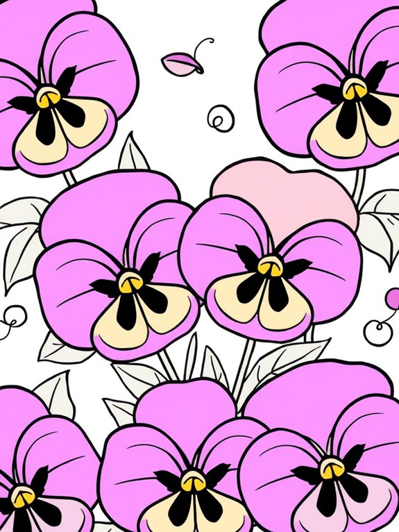 pansies coloring page design