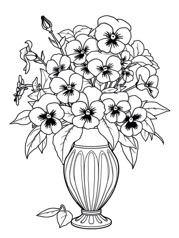 pansies coloring page design