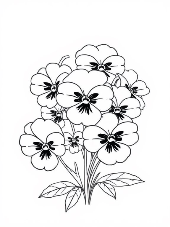 pansies coloring page design