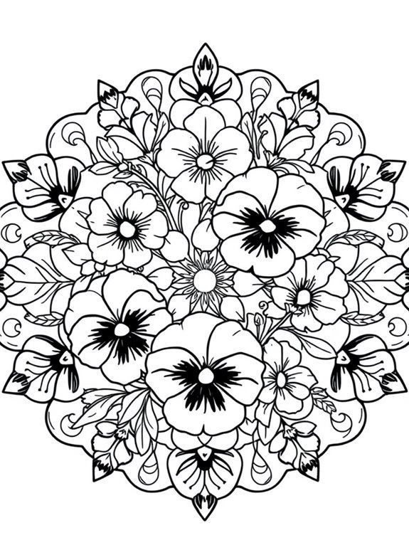 pansies mandala coloring activity