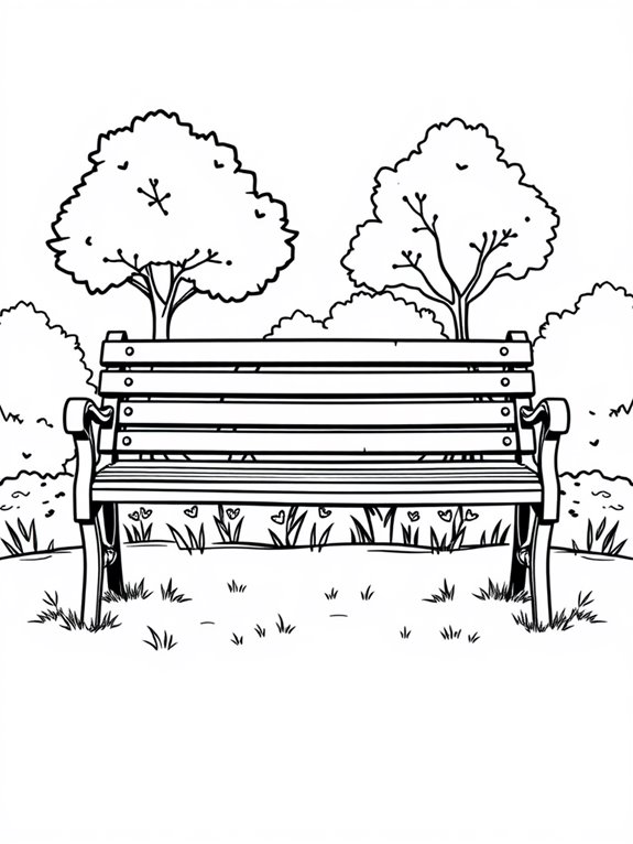 park bench coloring activity