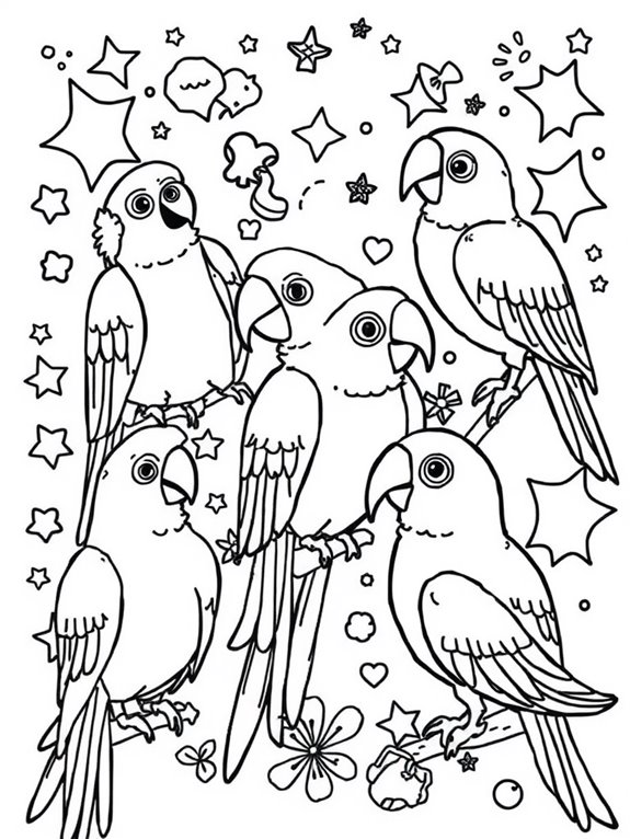 parrots coloring page designs