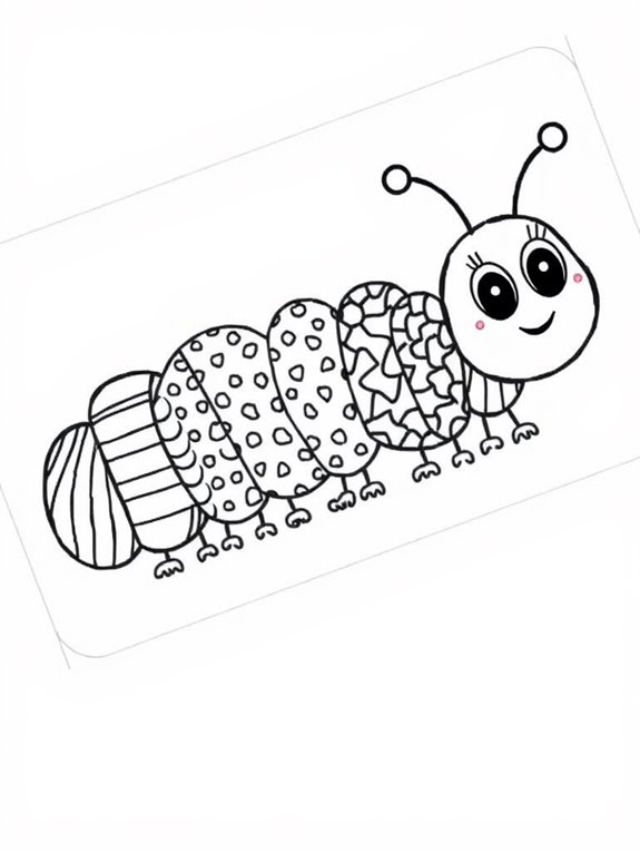 patterned caterpillar coloring page