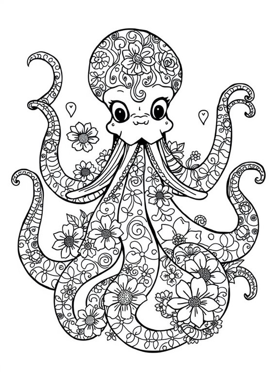 patterned kraken with flowers