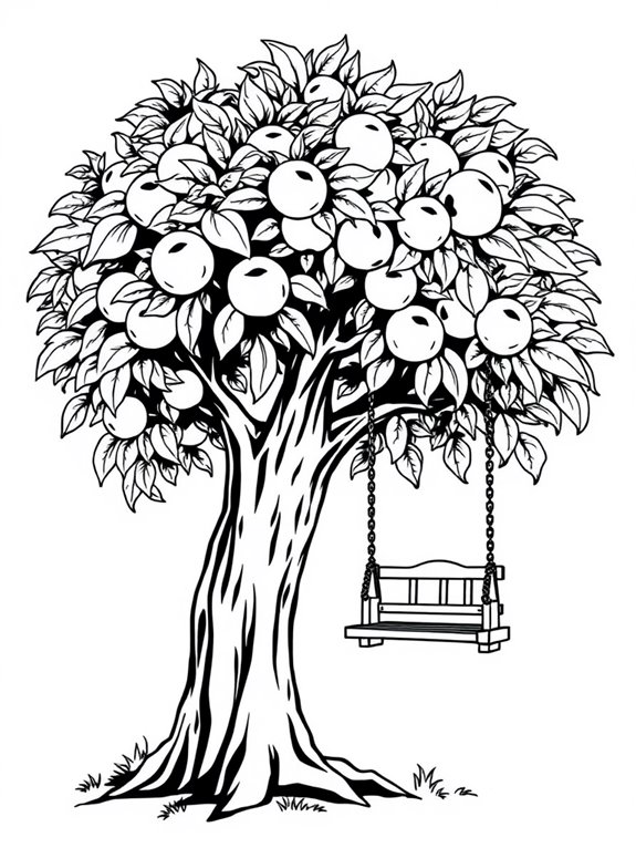 peach tree swing coloring page