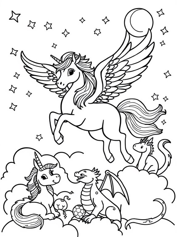 pegasus and friends coloring activity