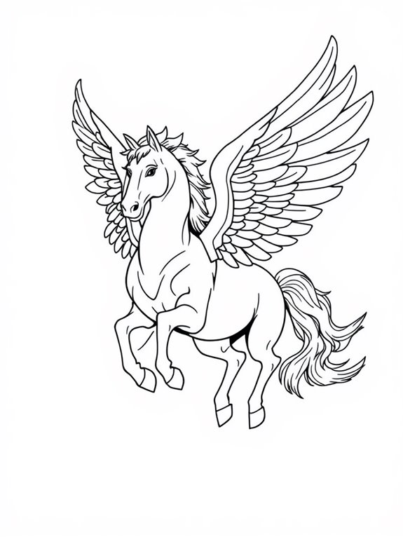 pegasus flying coloring page