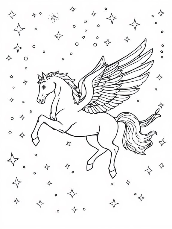 pegasus flying through stars