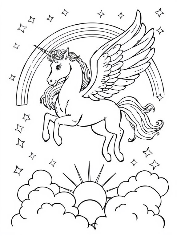 pegasus rainbow coloring page