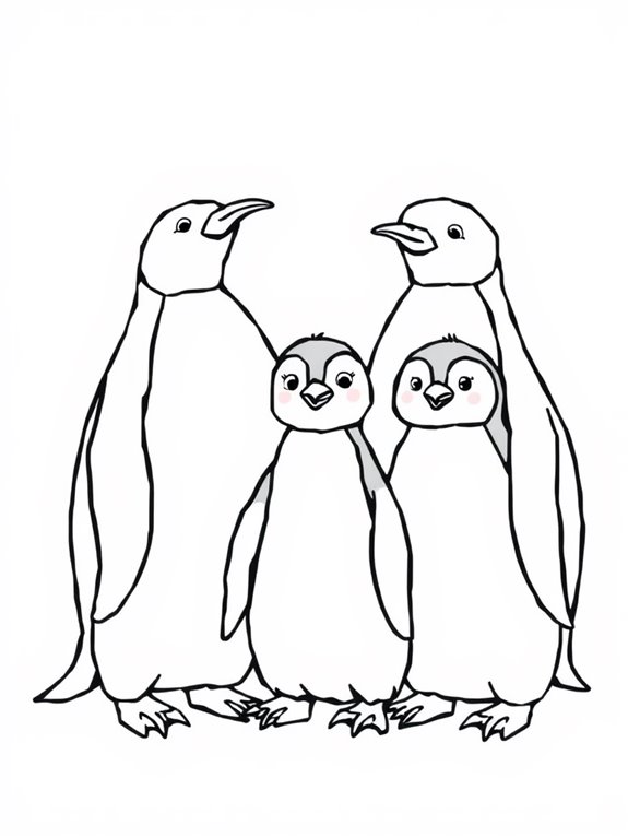 penguins family coloring page