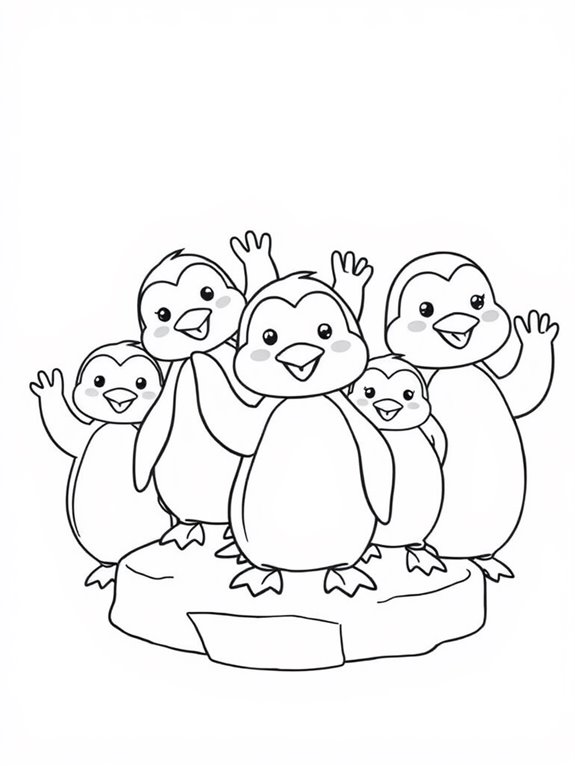 penguins greeting in color